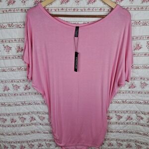 Johnny Premium Tunic Top‎ Dolman Sleeve V Neck Pink Comfy Casual Size M